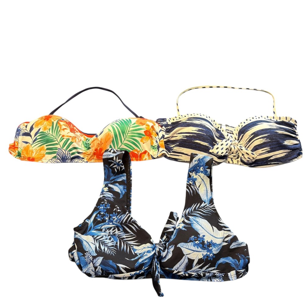 Tommy Bahama Bundle of 3 Bikini Tops. Size XL. Multi color. Floral. Padding